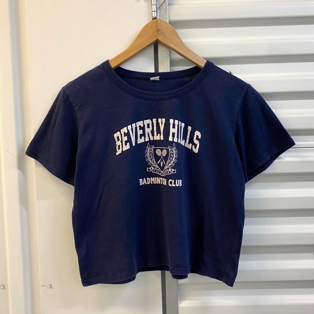Vintage Beverly Hills Badminton Club 2000s Women's Baby Tee T-Shirt Size Small